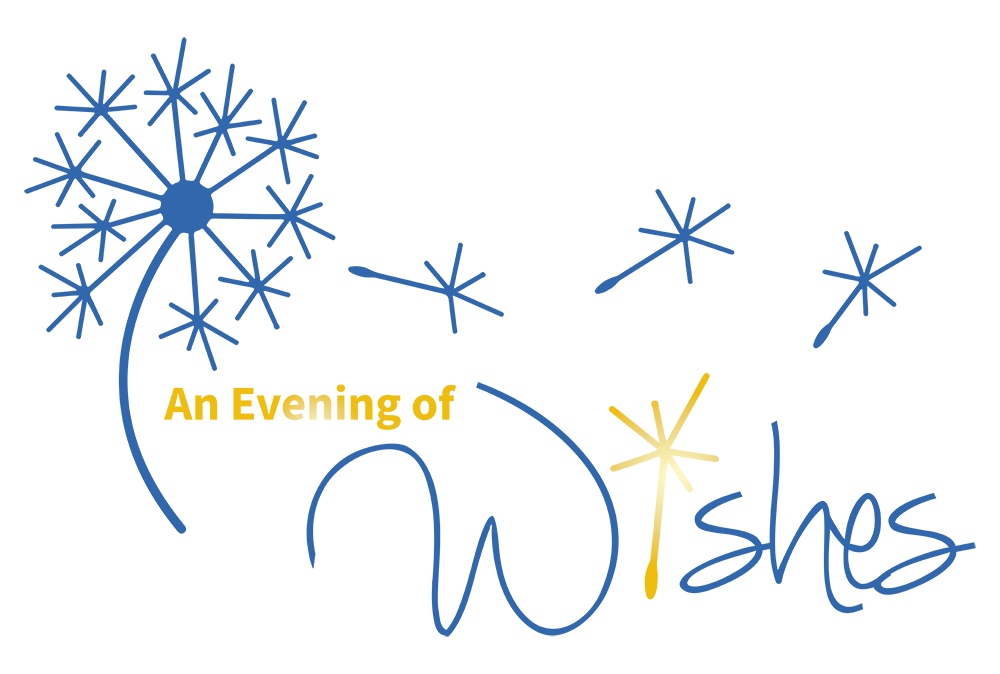 An Evening of Wishes text with illustration of dandelion with seeds blowing off